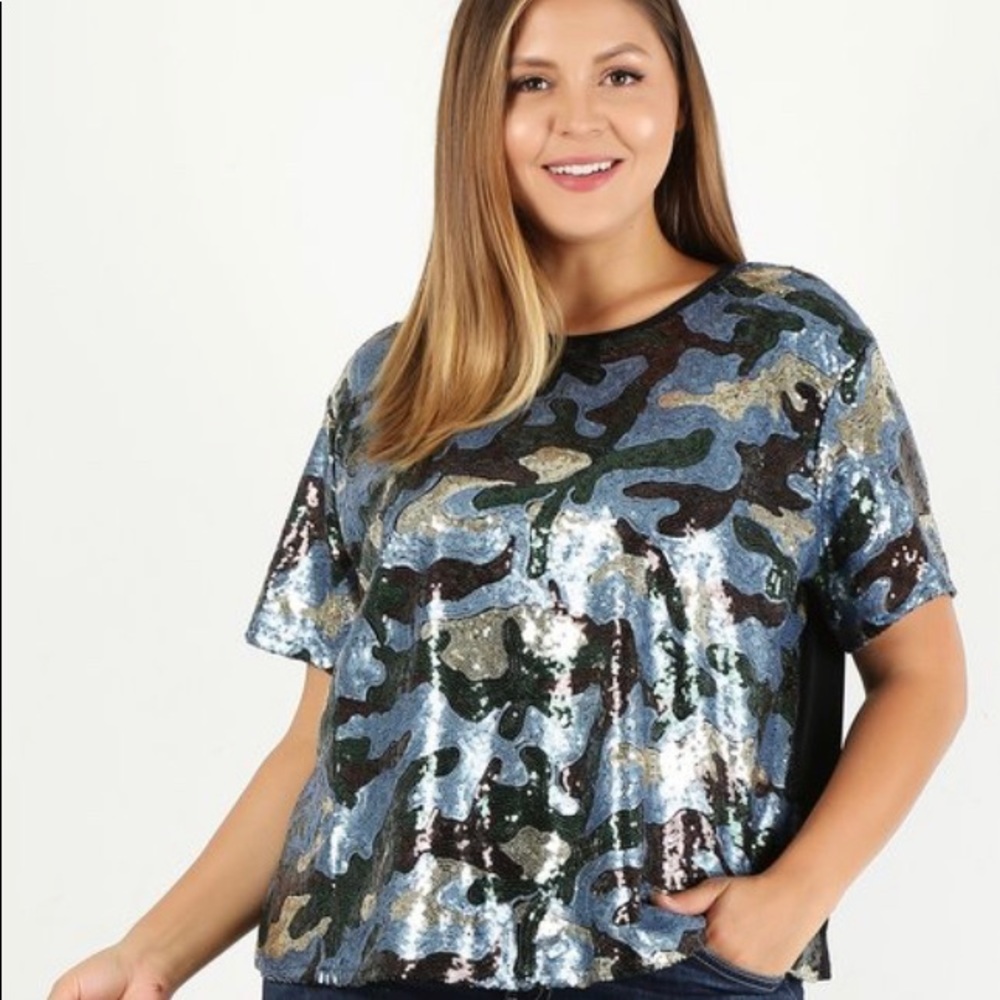 Sequins top available in plus only 2X